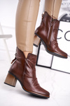 Botki Damskie Na Słupku Maciejka Brązowe 04757-02