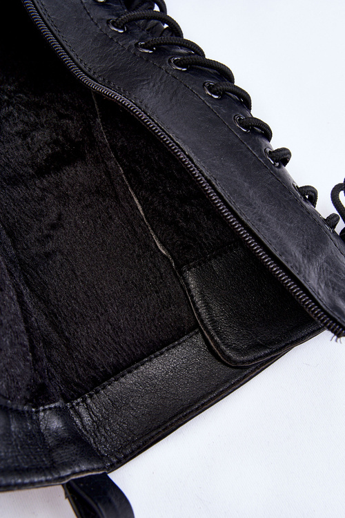 Damskie Kozaki Glany Z Nerką Sznurowane Czarne Lillien