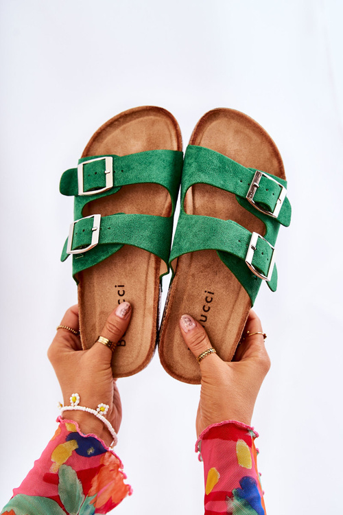 Damskie Klapki Wsuwane Zielone Misandei