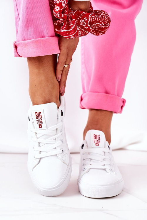 Damskie Skórzane Tenisówki BIG STAR GG274160 Białe