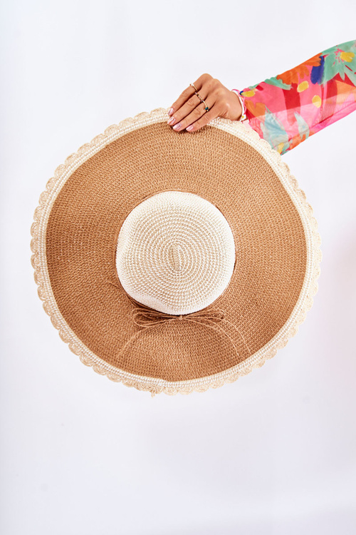 Damski Kapelusz Z Paskiem Beżowo-Brązowy Klara