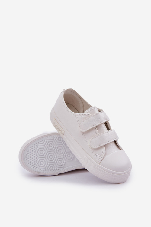 Dziecięce Skórzane Trampki Na Rzep BIG STAR KK374055 Białe