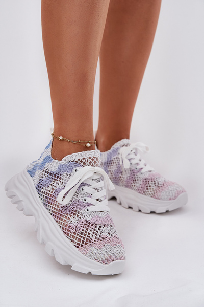 Sneakersy Damskie Z Szydełkową Cholewką Multikolor Jelhiris