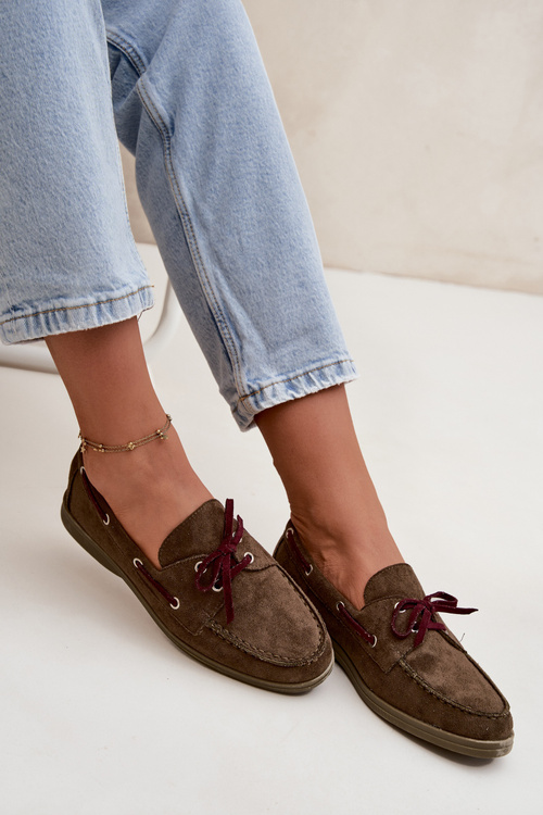 Półbuty Mokasyny Damskie Z Wiązaniem Ciemnozielone Calivra