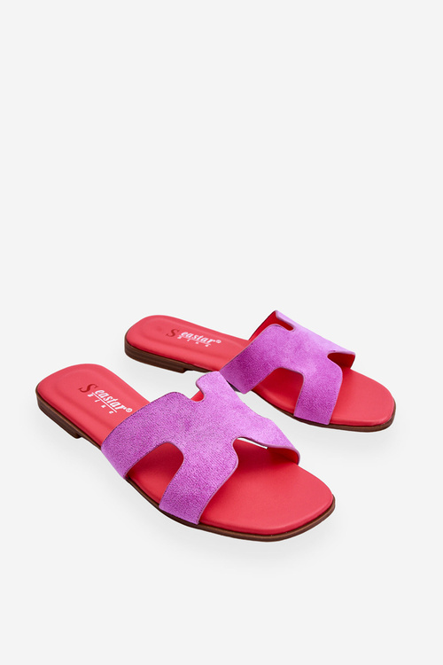 Damskie Klasyczne Zamszowe Klapki Fioletowe Evana