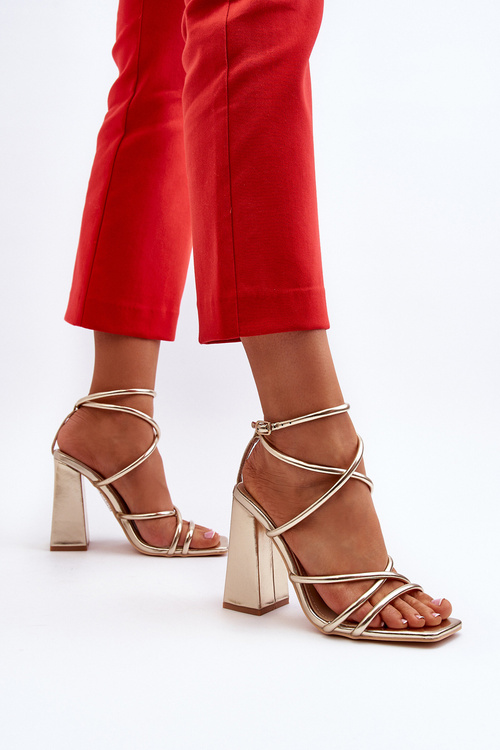 Modne Sandały Na Obcasie Złote Josette