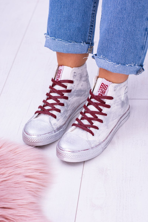 Big Star Wysokie Białe Posrebrzane Tenisówki Trampki BB274016