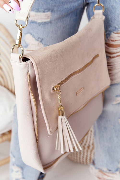 Torebka Listonoszka Z Odpinanym Paskiem LAURA BIAGGI Beżowa