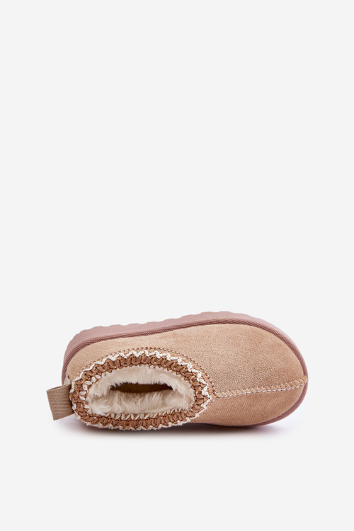 Śniegowce Botki Dziecięce Na Platformie Ocieplane Futerkiem Beżowe Vilabria