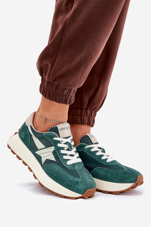 Zamszowe Buty Sportowe Damskie Na Platformie Vinceza 66720 Zielone