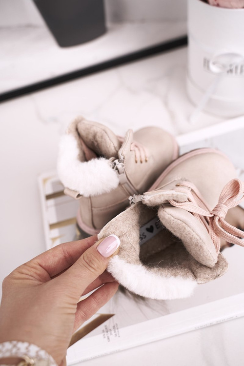 Dziecięce Ocieplane Trapery Botki Beżowe Maestro