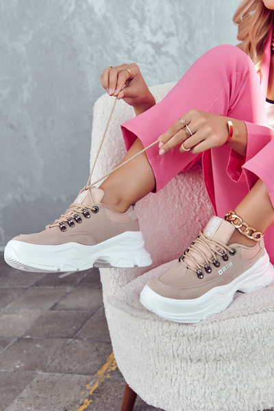 Damskie Sportowe Buty Sneakersy Big Star JJ274A222 Beżowe