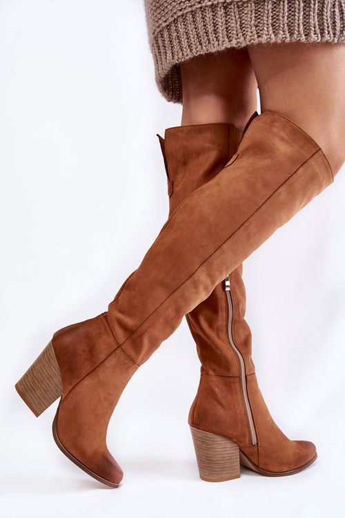 Damskie Skórzane Kozaki Muszkieterki Lewski 2833 Camel