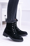 Czarne Damskie Botki Ocieplane Trapery Dowito