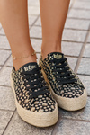 Wzorzyste Trampki Damskie Na Platformie Z Plecionką Lee Cooper LCW-25-08-3647L Czarne