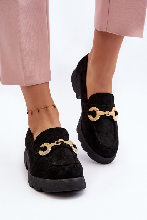 Damskie Mokasyny Z Ozdobą Czarne Railenes