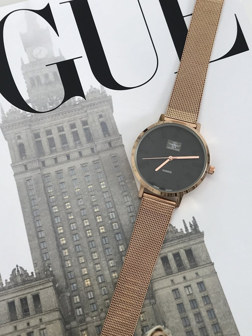 Damski Zegarek Michael John Elis Różowe Złoto / Szara Tarcza