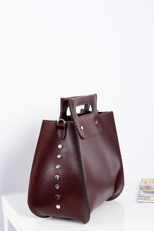 Duży Damski Bordowy Kuferek Torebka Na Ramię Do Ręki