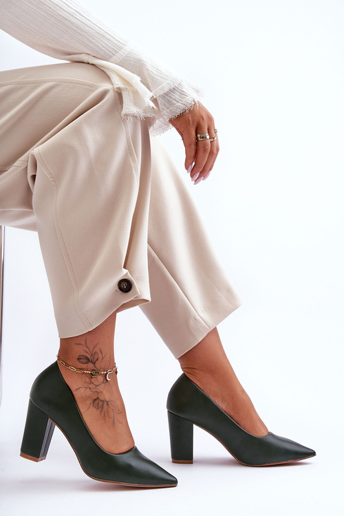 Klasyczne Czółenka Na Słupku Ciemnozielone Odessa