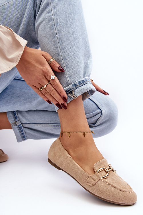 Damskie Mokasyny Z Ozdobą Beżowe Ghana