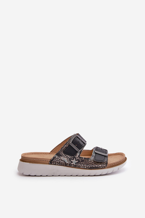 Damskie Wygodne Klapki Z Klamrami Inblu CN000033 Czarne