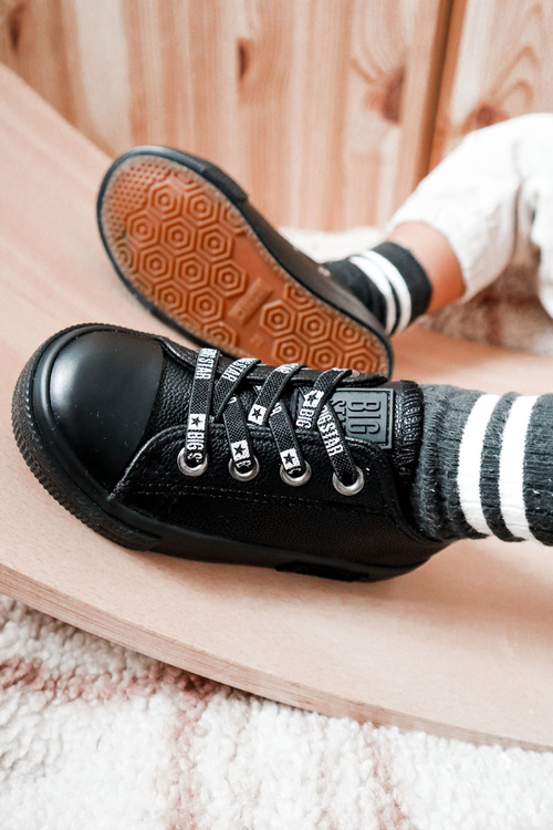 Dziecięce Skórzane Trampki BIG STAR KK374061 Czarne