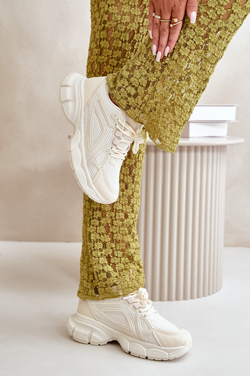 Buty Sportowe Sneakersy Damskie Beżowe Timoci