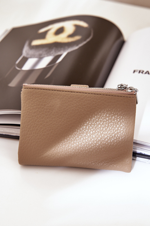 Eko Skórzany Portfel Damski Beżowy Bronica