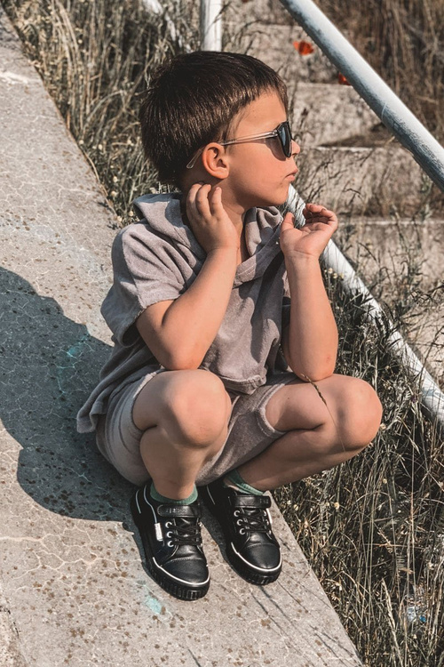 Dziecięce Skórzane Trampki Na Rzep BIG STAR HH374029 Czarne