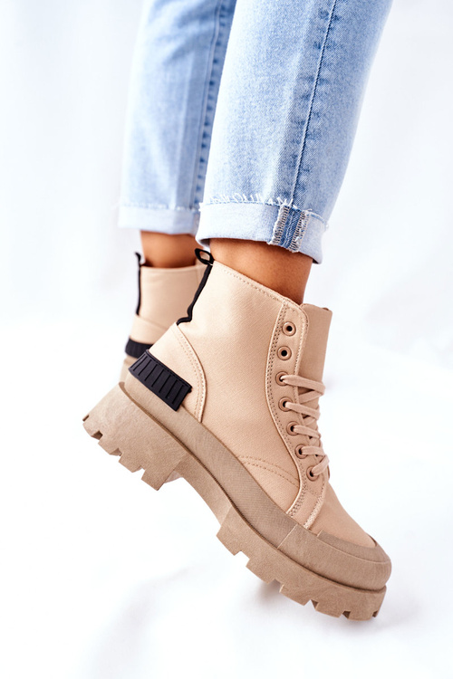 Damskie Botki Trapery Khaki Any One