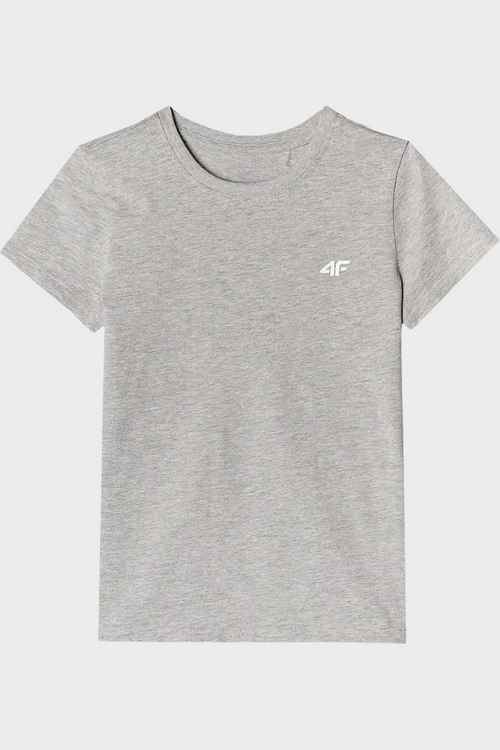 Dziewczęcy T-shirt Gładki Bawełniany Szary 4F 4FJWMM00TTSHF1658-27M