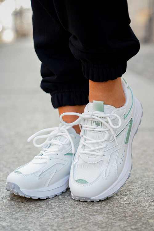 Buty Sportowe Damskie Big Star NN274A095 HI-POLY SYSTEM Biało-Zielone