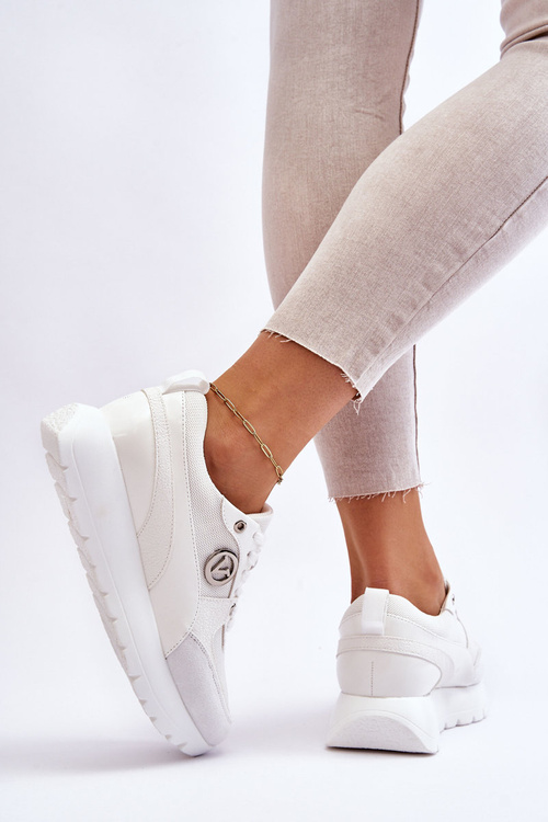 Damskie Sneakersy Na Platformie Białe Chana