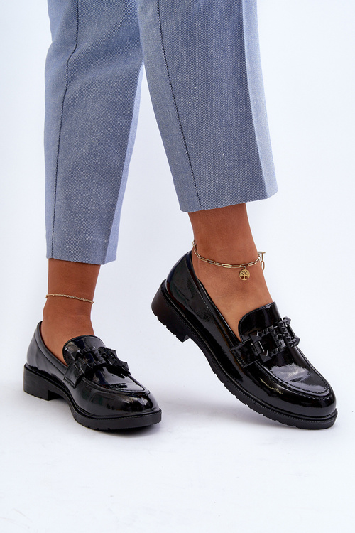 Lakierowane Mokasyny Damskie Z Ozdobą S.Barski HY371A