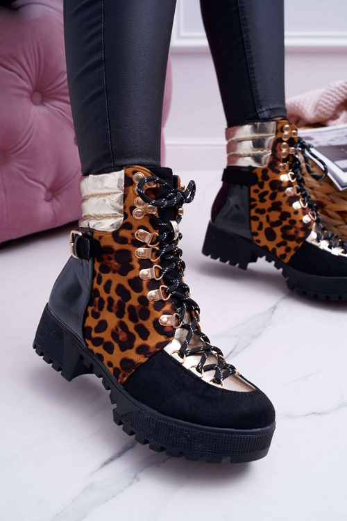 Damskie Botki Trapery Płaski Obcas W Panterkę Move On