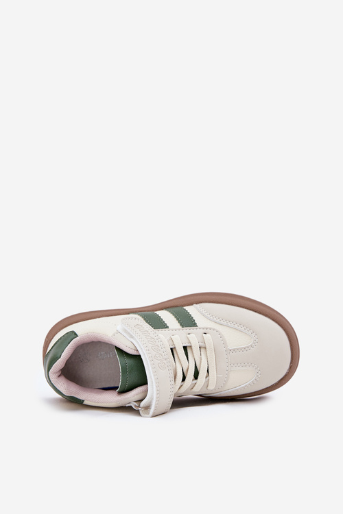 Sneakersy Dziecięce Na Platformie Beżowo-Zielone Sopiaella