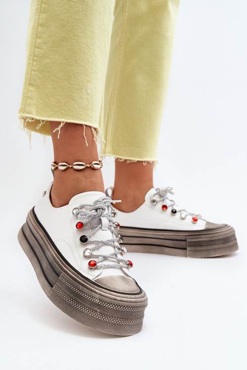 Damskie Trampki Na Platformie GOE NN2N4054 Białe