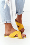 Skórzane Profilowane Klapki Big Star HH274596 Żółte