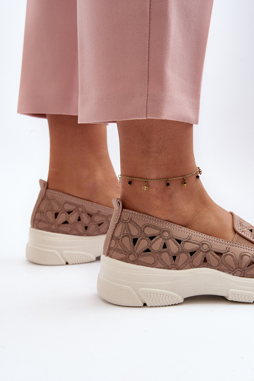 Ażurowe Półbuty Damskie Różowe Emilei