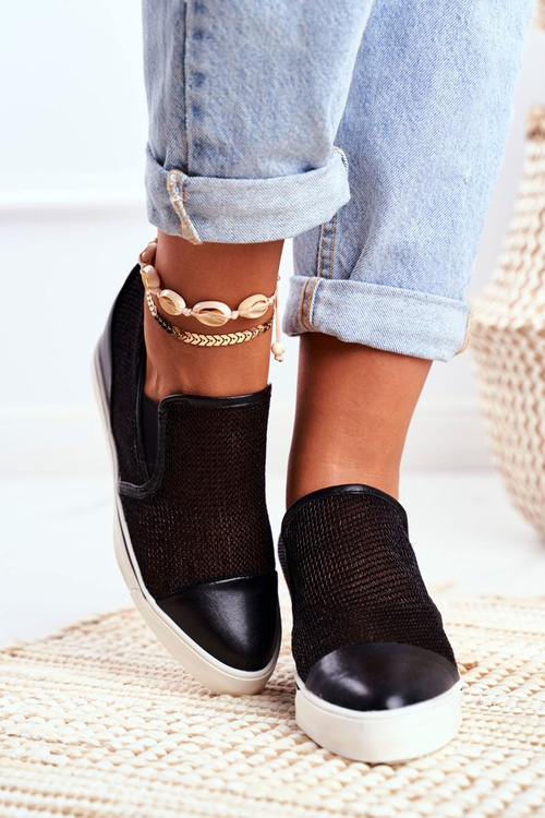 Damskie Sneakersy Lu Boo z Siateczką Czarne Morgono