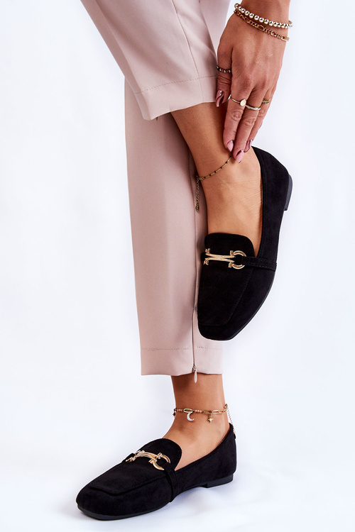 Zamszowe Klasyczne Mokasyny Czarne Roddie