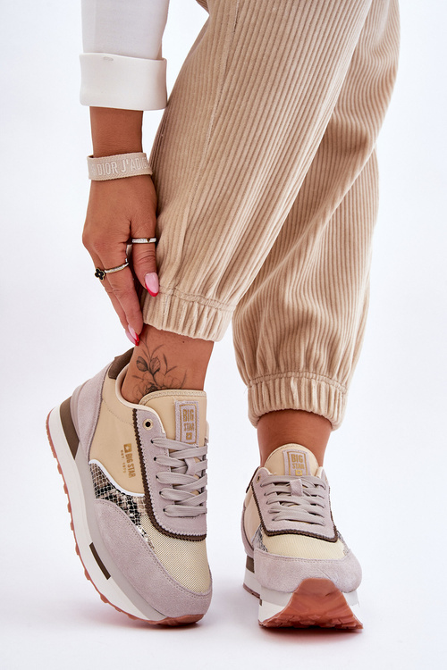 Modne Sneakersy Memory Foam System Big Star LL274364 Beżowe