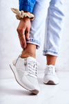 Damskie Skórzane Sportowe Buty Sneakersy Białe Horessa