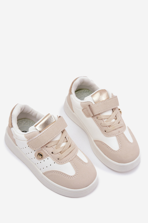 Buty Sportowe Sneakersy Dziewczęce Na Rzep Beżowe Zarina
