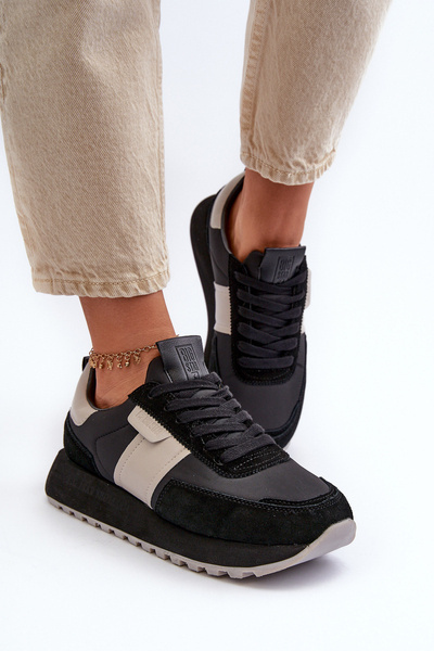 Sneakersy Damskie Na Platformie Big Star NN274502 Memory Foam System Czarne