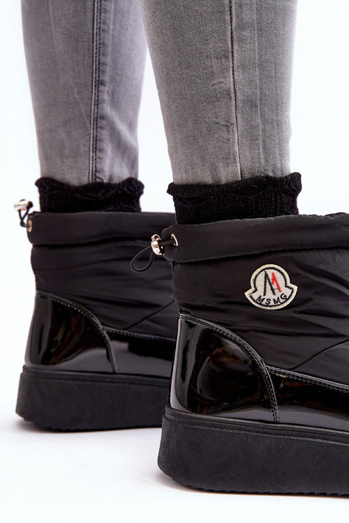 Wsuwane Śniegowce Damskie Na Platformie Czarne Gattea