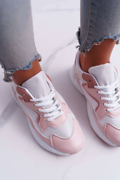 Sportowe Damskie Buty Różowo Białe Szantal