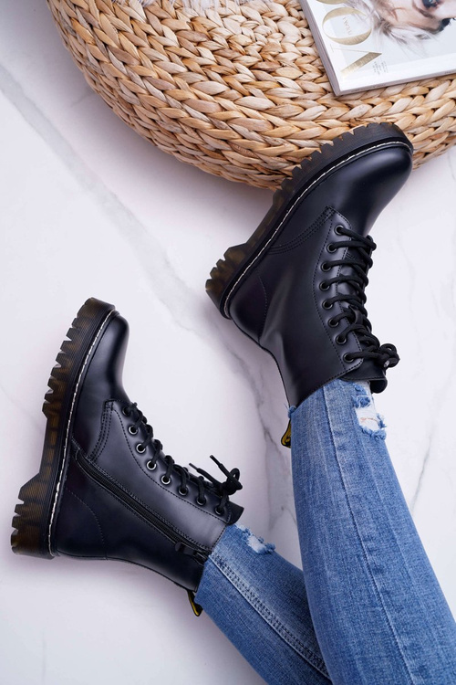 Damskie Botki Glany Workery Czarne Barski 56-5