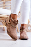 Zamszowe Botki Z Łańcuszkiem Brązowe Talitha