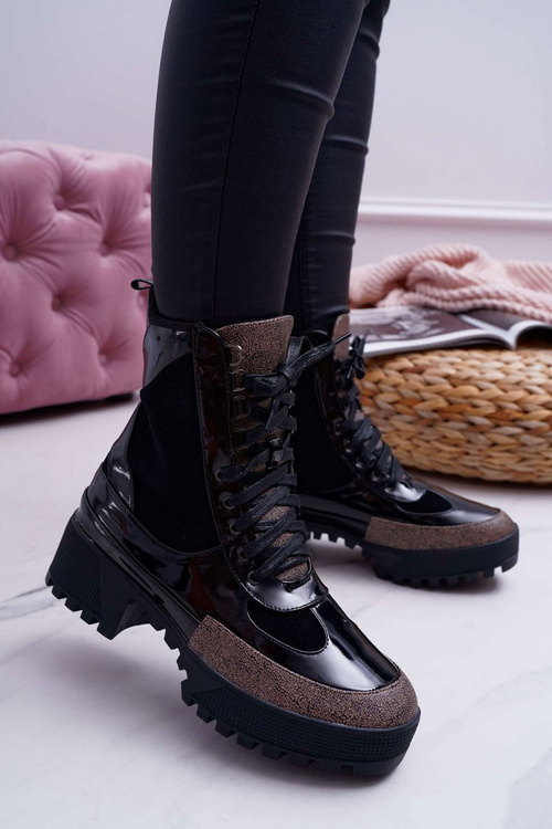 Damskie Botki Wysokie Czarne Trapery Havok